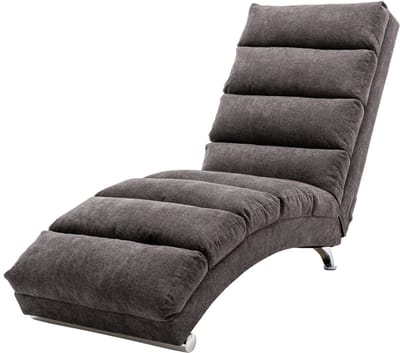 Moderne chaise longue - donkergrijze linnen massagestoel - trilfunctie - ergonomisch - 250kg - woonkamer - 148x55x84cm - donkergrijs