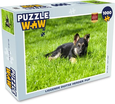 Puzzel Liggende Duitse herder pup - Legpuzzel - Puzzel 1000 stukjes volwassenen
