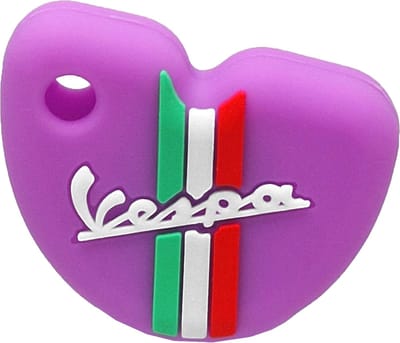 Vespa Siliconen Sleutelhoesje - Lila met Witte letters - Lila met Wit - Italiaanse Vlag