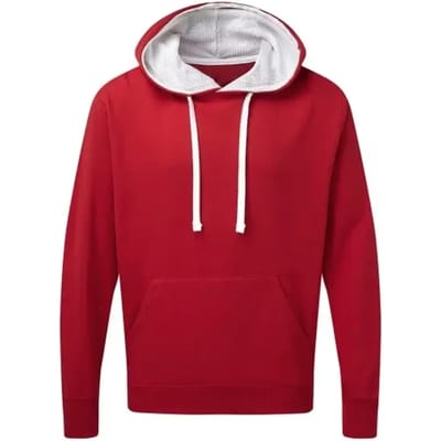 Contrast Hooded Sweatshirt Heren SG Collectie Rood/Wit Maat S