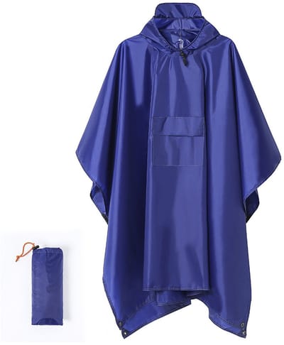 Regenponcho Heren & Dames - Wasserdicht Regencape - Lichtgewicht, Opvouwbaar Voor Camping, Wandelen, Hiken - 1 Stuk - Outdoor Gebruik + Blauw