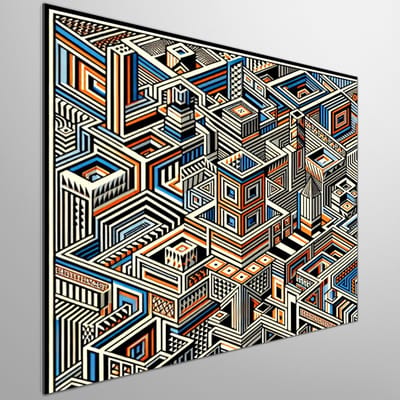 Line art escher schilderij | De magische speelse beweging van Escher in lineaire kunst | Kunst - 20x20 centimeter op Dibond | Foto op Dibond