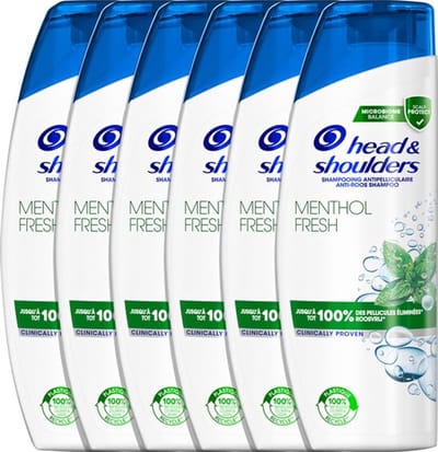 Head & Shoulders Menthol Fresh Anti-Roos Shampoo - Verfrissende Mentholgeur - Voordeelverpakking 6 x 330 ml ml