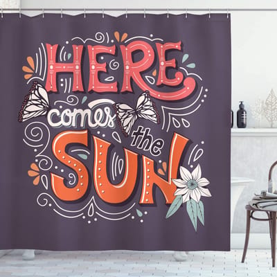 ABAKUHAUS Douchegordijn – Lentetekst – 175x220 cm – Meerkleurig
