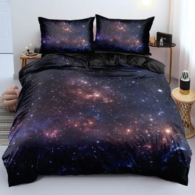 Luxe Galaxy donkerblauw beddengoedset Twin Queen Kingsize dekbed/dekbedovertrek Set Shining Stars Starry Sky Trooster Cover 200x230cm 3pcs