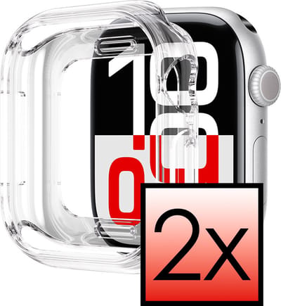 Hoesje - 2 Stuks - Geschikt voor Apple Watch 10 42mm - Extra Sterk - Siliconen Case Cover - Smartwatch Full Bumper Hoes - Transparant