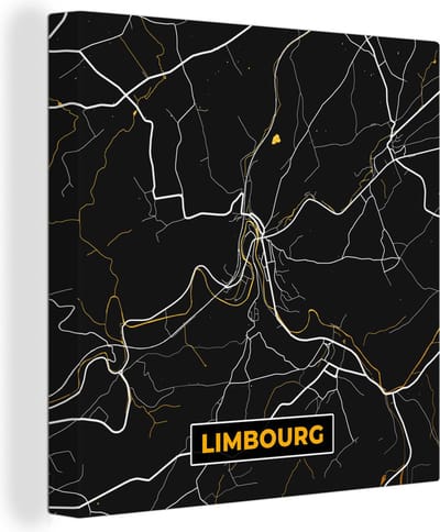 Canvas Schilderij Stadskaart - Gold - Limburg - Plattegrond - Kaart - 20x20 cm - Wanddecoratie