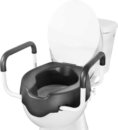 Core® Toiletverhoger met Armleuning - Voor Ouderen – Toiletframe - Wit/Grijs - 23cm x 47cm x 3cm