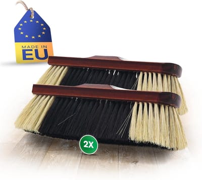 Set van 2 kamerbezems PAARDENHAAR mengsel bezem zachte borstelharen kastbezem gemengd paardenhaar bezemkop paardenhaar bezem voor laminaat en parket paardenhaar bezemmengsel natuurlijke borstelharen huisbezem