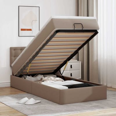 vidaXL ottomaanse bed met matras 100x200cm kunstleer cappuccinokleurig
