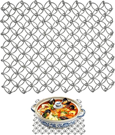 Panonderzetter Roestvrij Staal - Hittebestendige Onderzetter - Warme Gerechten Beschermen - Spiraal Design - 175 cm - Zilver