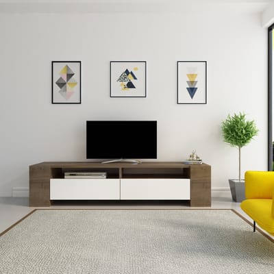 Asir tv-kast - televisiemeubel - okkernoot wit - 155 x 35 x 35 cm