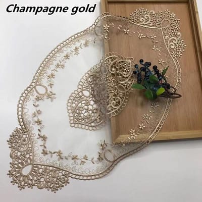 Europees Transparant Kant Ovaal Placemat Theeset Wijnglas Dekdoek Onderzetter Wandkast Tafelmat Banket Feest Decoratie Oval 29x51cm