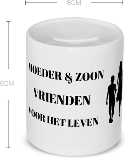 Akyol - moeder en zoon vrienden voor het leven Spaarpot - Vriend - moeder/zoon - moeder cadeautjes - moederdag - verjaardag - geschenk - kado - zoon - zoon artikelen - verjaardag zoon - 350 ML inhoud