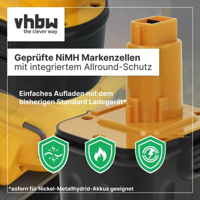vhbw-accu compatibel met Black & Decker Q100, Q120, PS3550, PS3550K, PS3500, PS3525, Q129, TV250, Q125 gereedschap (2000 mAh, NiMH, 12 V)