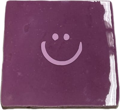 Hippe tegeltje met tekst: Smile Smiley | Mauve met pastel paars | Gepersonaliseerde cadeau | Hippe Spreuktegel | Nieuwe woning cadeau | Housewarming cadeau