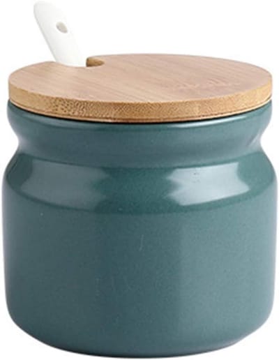 Dailygoods- Suikerpot met lepel 300 ml - Keramische Suikerpot - Suikercontainer - Opbergpot - Moderne Suikerhouder - Hoogwaardig Keramiek