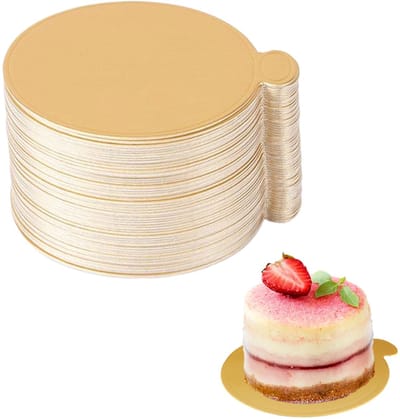 100 Stuks Taartplateau Van Karton,Taartonderzetter,Ronde Taartonderlegger, 8 Cm, Goudkleurig, Geschikt Voor Verjaardagen, Bruiloften En Feesten