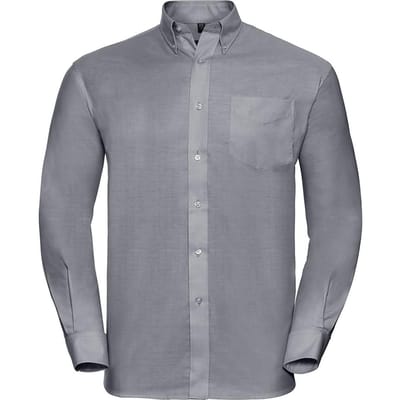 Russell Collectie Heren Lange Mouw Easy Care Oxford Shirt (Zilvergrijs)