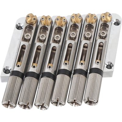 6-Snarige Headless Gitaarbrug Schuine Fretzadel Brug Vervanging voor Elektrische Gitaren Zilver black