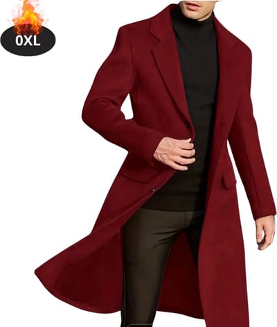 Livano Mantel Heren - Tussenmantel - Jas - Mantelpakje - Trenchcoat - Overjas - Overcoat - Winter - Plus Size - Bordeauxrood - L
