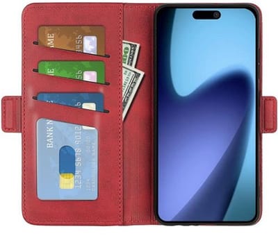 Mobiq - PU Lederen Wallet Hoesje met Sluiting geschikt voor iPhone 17 Air - rood