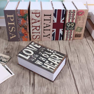 Dailygoods- Veiligheidsboek Draagbare Opbergdoos - Sleutelslot - Verstevigd Karton/Metaal - Verborgen Veiligheidsslot - Mysterieus Design - Perfect voor Sieraden/Geld - Verbergdoos