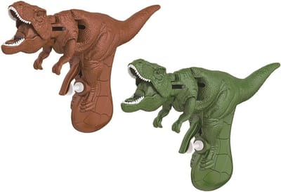Dinosaurus Waterpistolen - Zomerspeelgoed - Buiten Spelen - Set van Twee - 21 cm - Groen Bruin