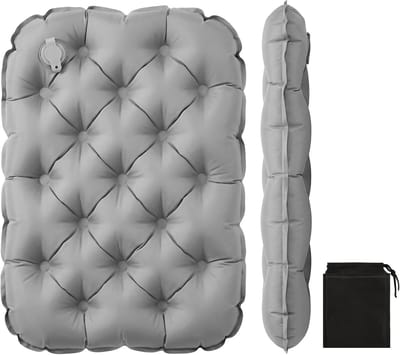 Opblaasbaar Zitkussen - Reis Zitmatje - Comfortabel Zitten - Eenvoudig Op te Blazen - 47 x 37 cm - Grijs
