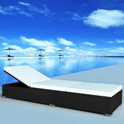 vidaXL - Ligbed - met - kussen - poly - rattan - zwart
