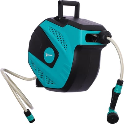 Premie Wandslangbox - 15m - Tuinslang Met Haspel - 180° Draaibaar - met multi-douche - vorstbeveiliging -5–45 °C
