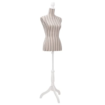 vidaXL - Etalagepop - torso - vrouw - katoen - linnen - met - strepen