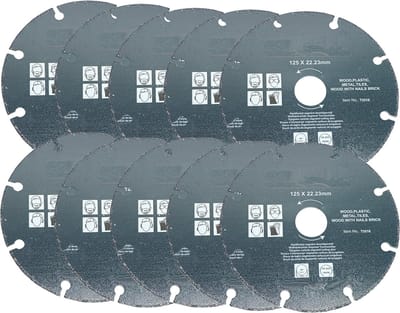 10x 125mm Universele wolfraam carbide Hardmetaal Segment schijf doorslijpschijf voor hout metaal steen