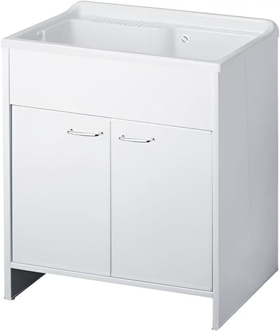 Wastafel van hars - Gebruikswastafel badkamer - Binnen en buiten - Bestand tegen zuren - 80 x 50 cm - Wit