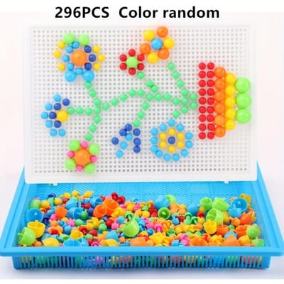 Pegboard Kit Leren-Gericht STEM Speelgoed Creatieve DIY Bouwblokken met Levendige Kralen & Stoppers Interactieve Puzzel blue