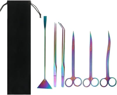 Aquarium Aquascaping Gereedschap Kit - 4 in 1/5 in 1/6 in 1 RVS Waterplanten Pincet - Schaar Spatel Reinigingsgereedschap Set W/Opbergtas voor Aquaria Vissen Tank Starter Kit - Tuinieren en Onderhoud
