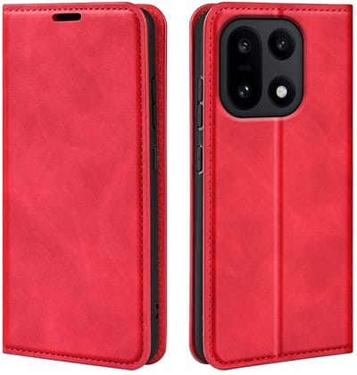 MobyDefend Hoesje - Geschikt voor OnePlus 15 - Luxe Wallet Bookcase (Magnetische Sluiting) - Rood
