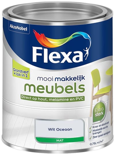 Flexa - Mooi Makkelijk Meubels Mat - Wit Oceaan - Mengverf - 750 Ml