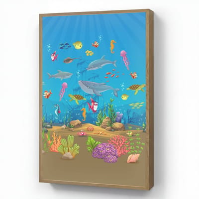 Wandlamp 60x90 cm - Oplaadbaar - Zeedieren - Onderwaterwereld - Oceaan - Onderwater - Wandlampen binnen woonkamer - Slaapkamer lamp - Decoratieve nachtlamp - Vloerlamp draadloos