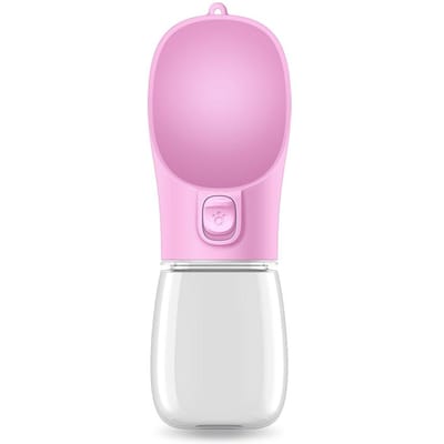 Bouteille d'eau pour chien, chat, gamelle, bol, voyage, extérieur, anti-fuite, récipient pour chiot, carlin, chihuahua, labrador (Pink,300ml) rose