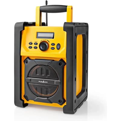 Nedis Bouwradio - FM Radio - Bluetooth - Batterij / Netvoeding - Digitaal - IPX5 - Handvat - Geel