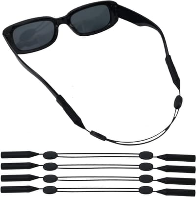 Verstelbare Zwarte Oogglasband van 30 cm, Silicone Sportbril Strap, Antislip en Waterdicht voor Draagcomfort en Stabiliteit bij Zonnebrillen en Leesbrillen