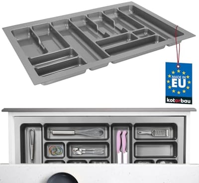 Bestekbak voor lade - Grijze lade-organizer voor keukenbestek - 730 x 490 mm