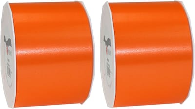 3x XL Hobby/decoratie oranje kunststof sierlinten 9 cm/90 mm x 91 meter extra breed - Cadeaulint kunststof lint/ribbon