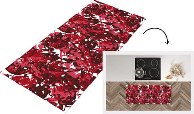 Keukenloper - Loper keuken - Patroon - Jungle - Rood - 120x50 cm - Keukenloper vinyl