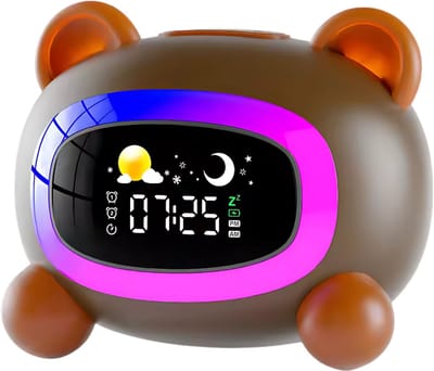 Slaaptrainer Kind – Wekker Kinderen met Nachtlampje & Geluiden – Digitale Slaapwekker Peuter – Beer Design – Oplaadbaar via USB-C