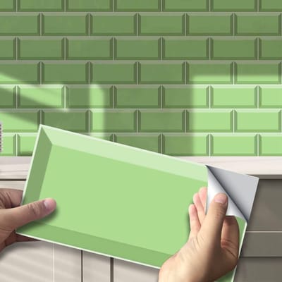 Cosensi- Wandtegelstickers 54 Stuks - Muurstickers voor Keuken/Badkamer - Decoratieve Stickers - Lichtgroene Baksteen - Eenvoudig aan te brengen - Muursticker