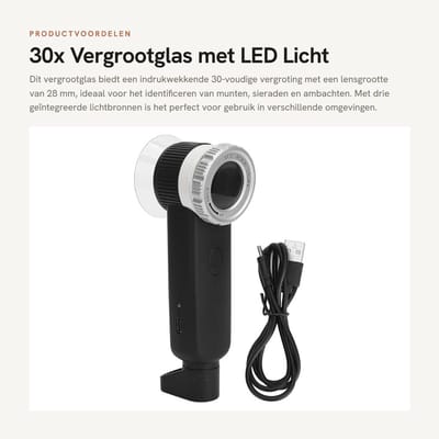 Dailygoods - 30x Vergrootglas met LED Licht en UV Banknotendetector
