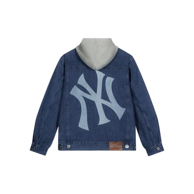 MLB SS24 New York Yankees Veste en Jean Mode Amovible Printemps Automne Veste Unisexe Bleu 3ADKB0741-50INS XS gray
