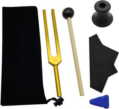 Stemvork Set - Geluidsfrequentie Kit - Harmonie Creëren - Aluminiumlegering Materiaal - 23 x 5 x 2 cm - Goud